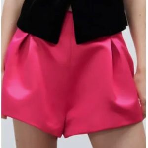 ZARA- Pink Silk Shorts, Size L